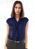 Ladies Shimmer Tie Neck Top